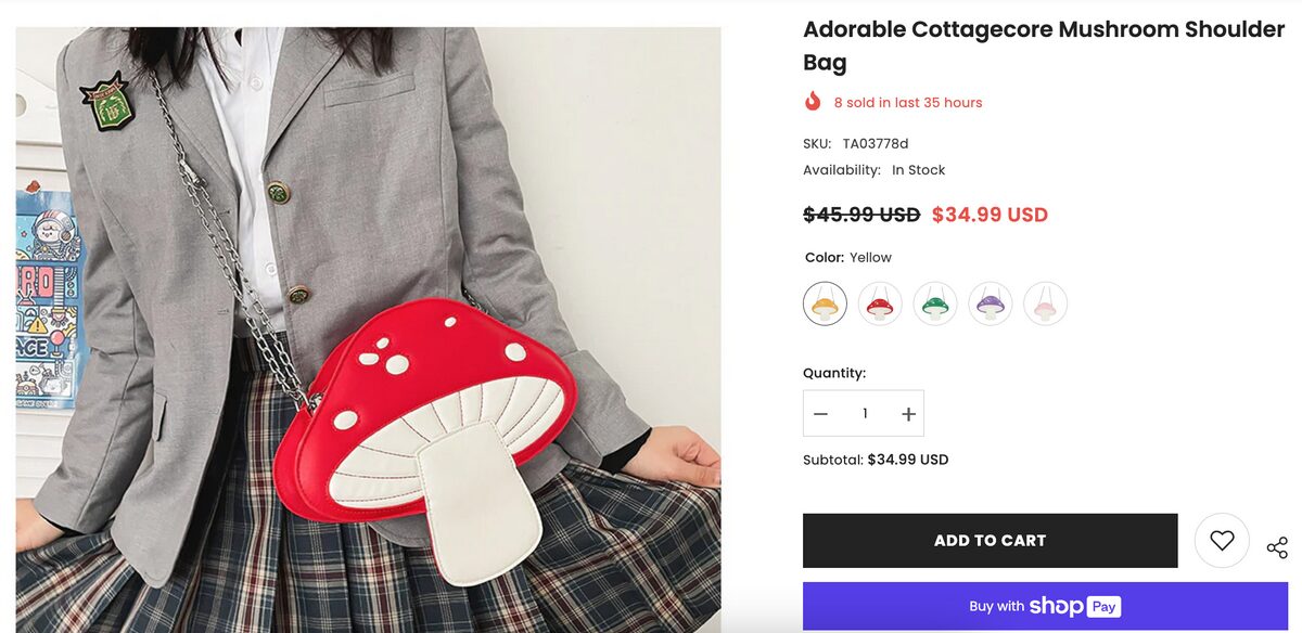 Mushroom Shoulder Bag Seller's Website