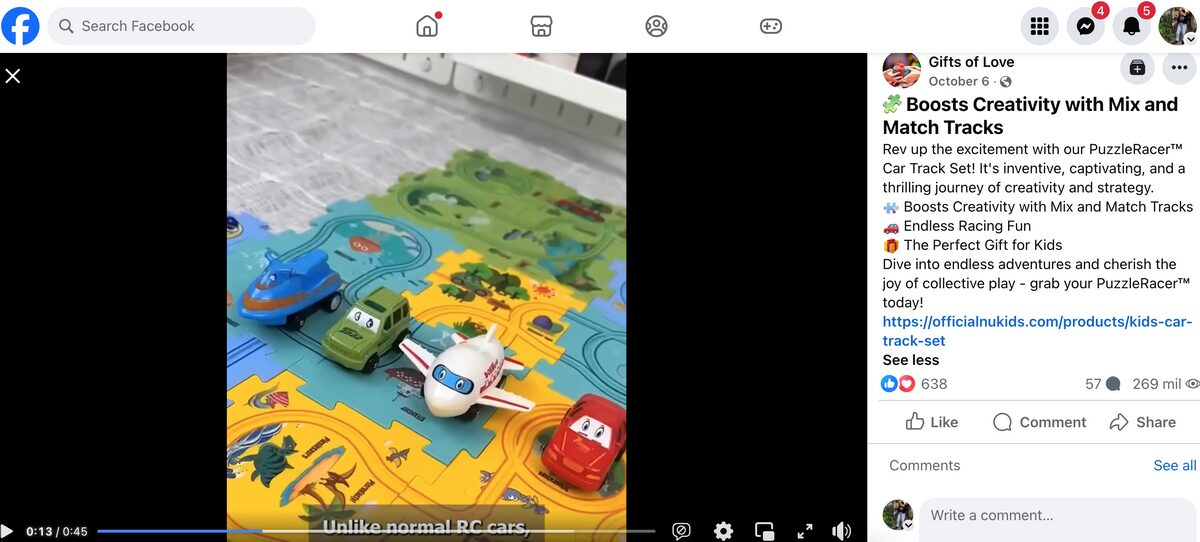 Children’s Rail Car Jigsaw Puzzle Toy Facebook Ad