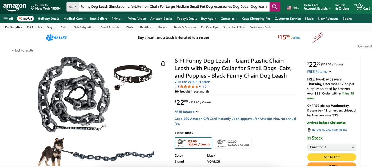 Fake Chain Funny Dog Leash best items to dropship in january 2025