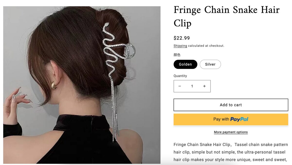 Rhinestones Hair Clip Seller's Website