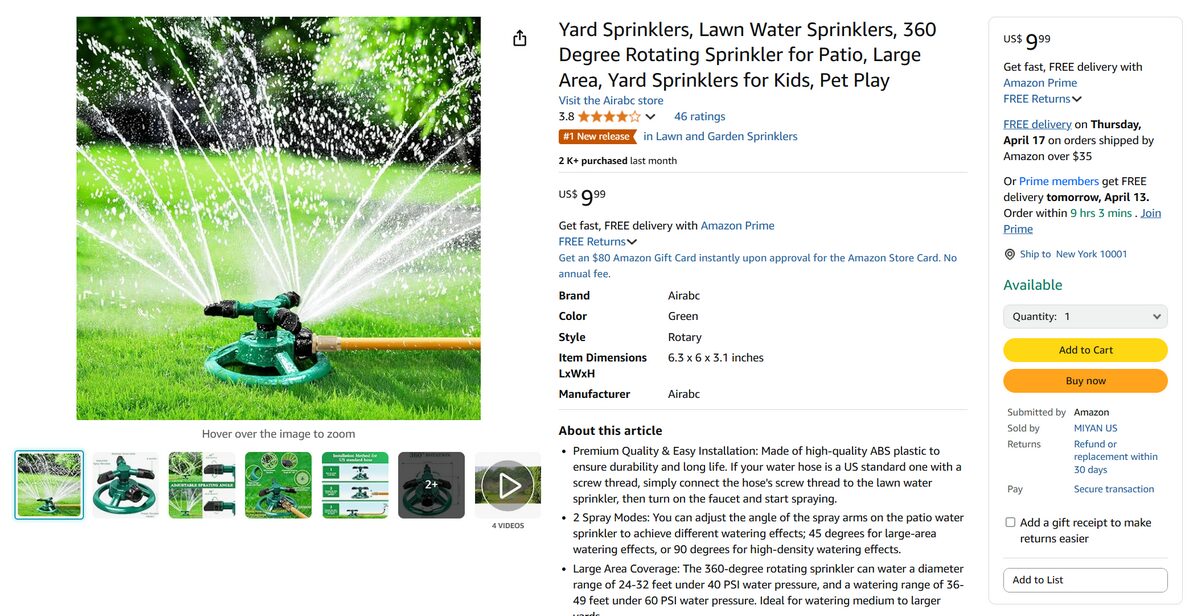 360 Degree Automatic Rotating Sprinkler supplier's website
