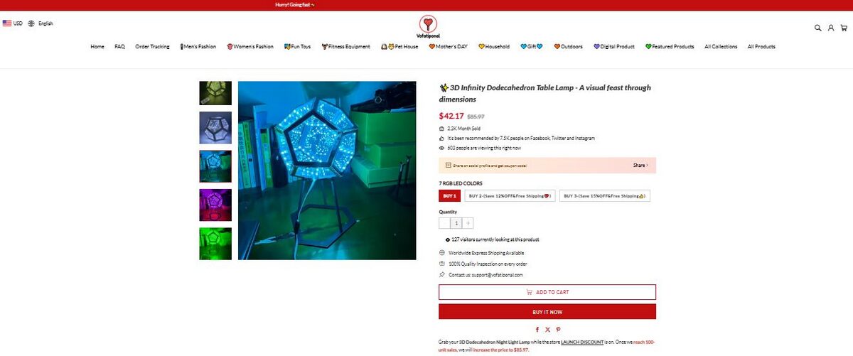3D Lights Products To Dropship Seller Website