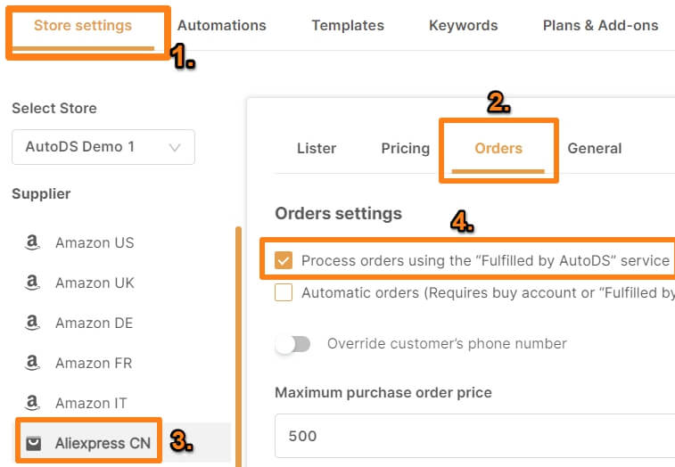 process orders fulfilled by autods ebay