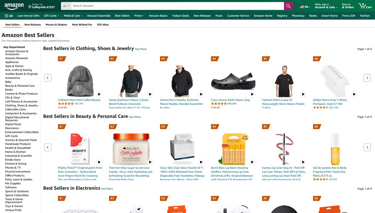 Amazon's Best-Sellers section