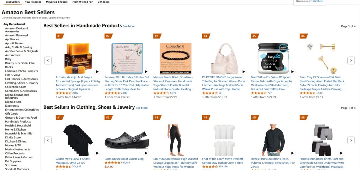 Amazon best-sellers page
