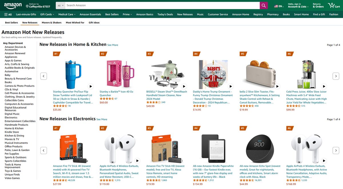 Amazon's Hot New Releases section