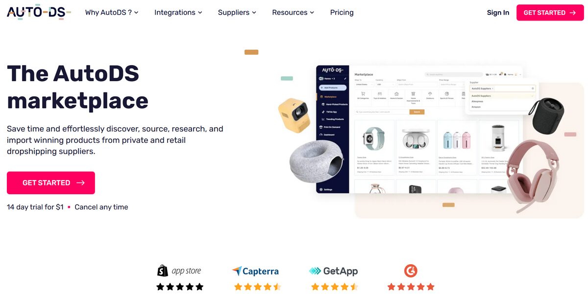 AutoDS Marketplace best dropshipping software