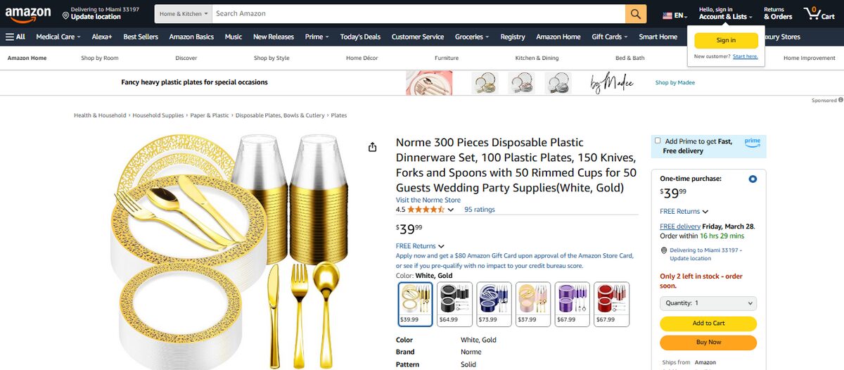 Gold And Silver Tableware On Amazon
