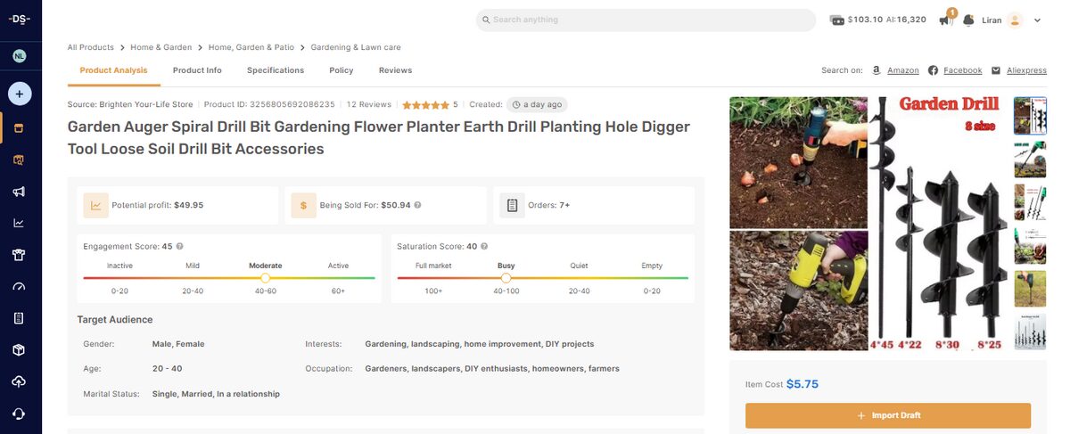 Autods Marketplace listing for a drillforce garden planter