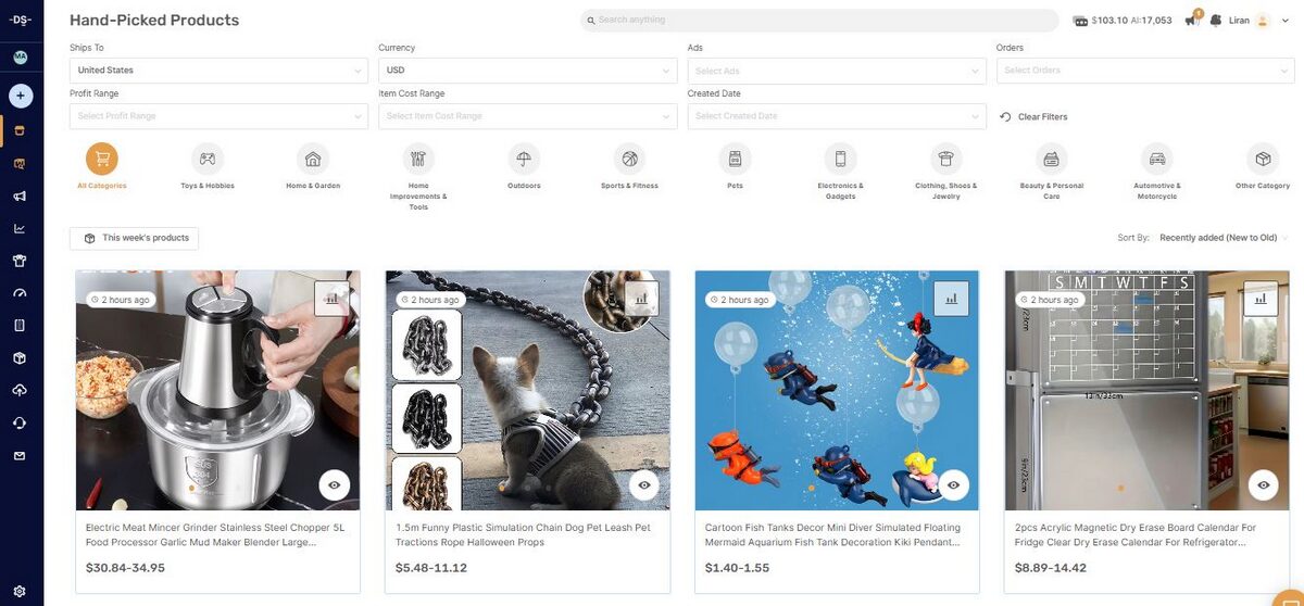 AutoDS Hand-Picked Products Hub