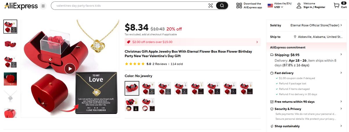 Jewelry Box supplier's website