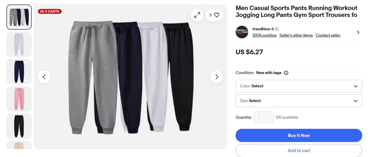 Men's jogger pants on eBay