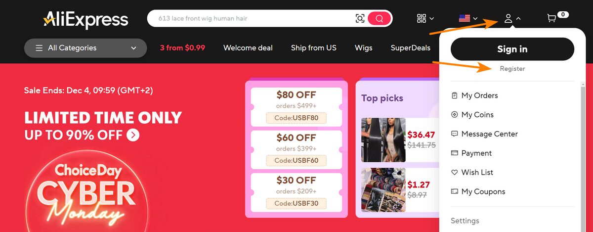Create An AliExpress Account