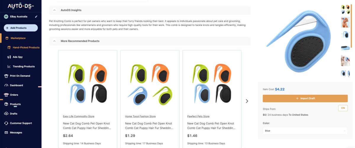 AutoDS Hand-Picked products Hub