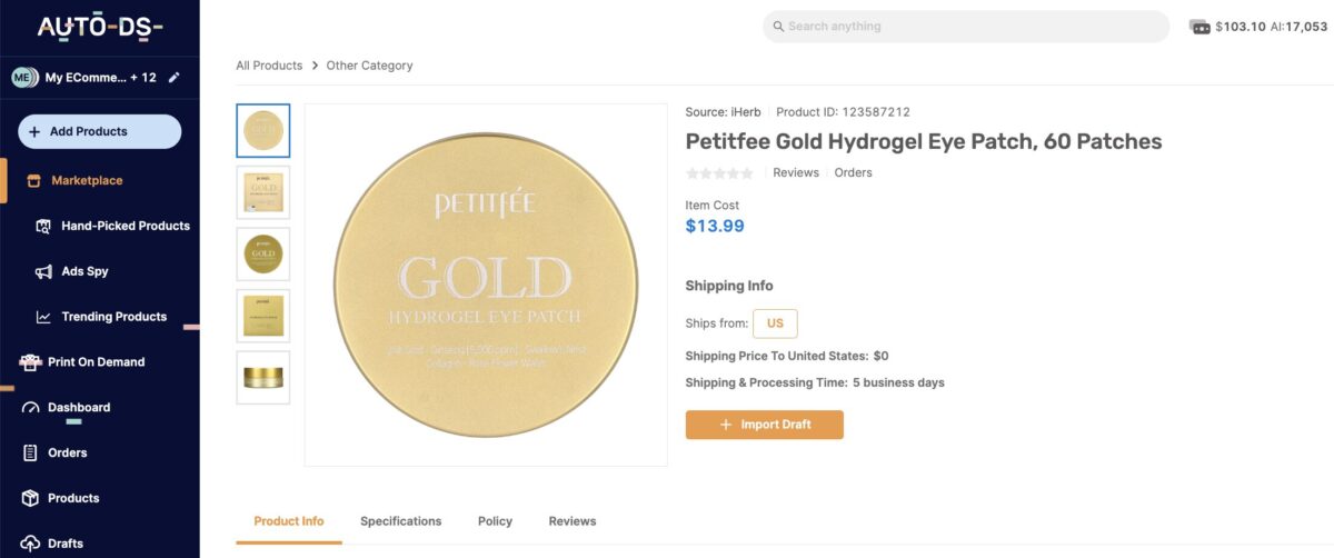 Dropship skincare eyepatches