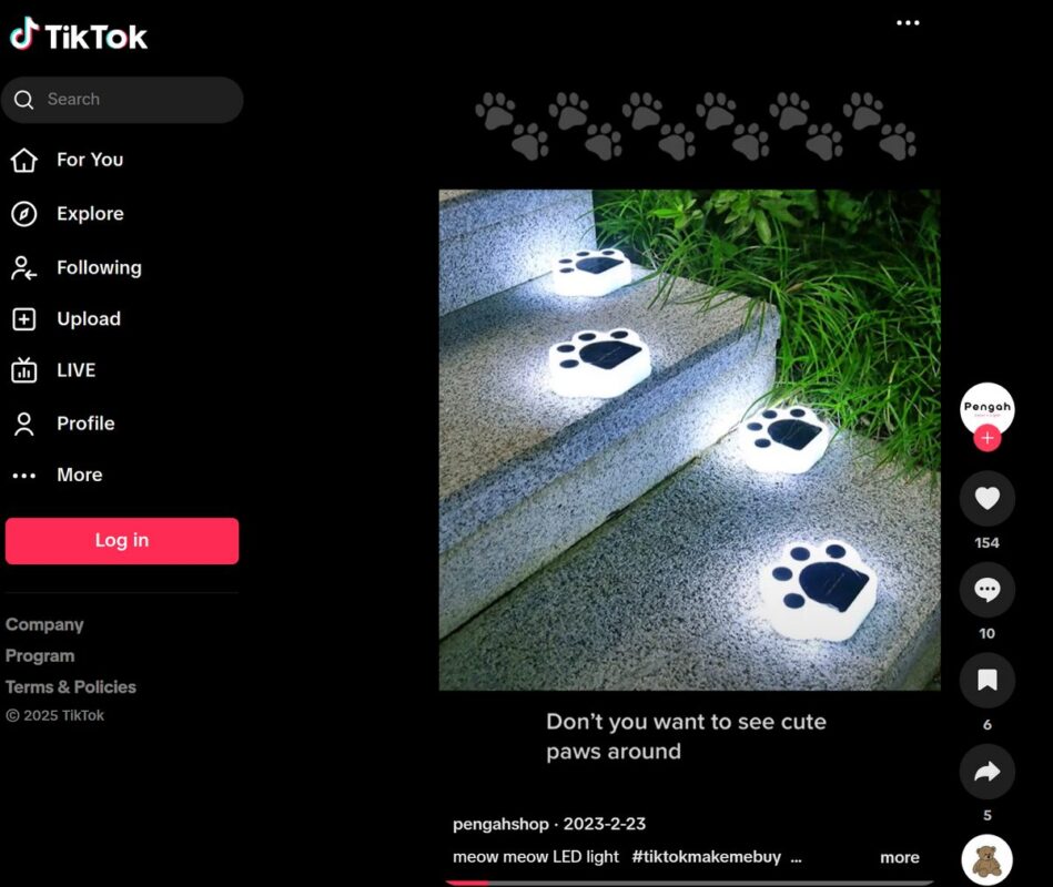 Solar Cat Claw Outdoor Light TikTok ad