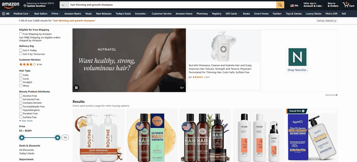 Amazon Hair Growth Shampoo