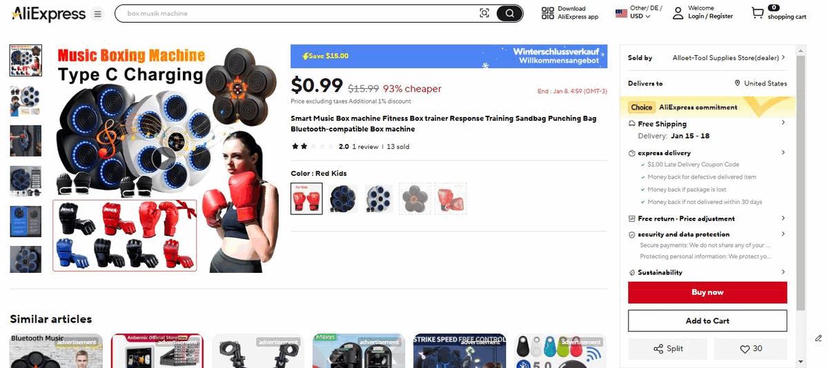 Smart Music Boxing Machine best items to dropship in february 2025