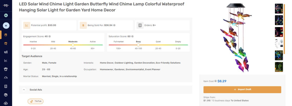 AutoDS Listing for a decorative item