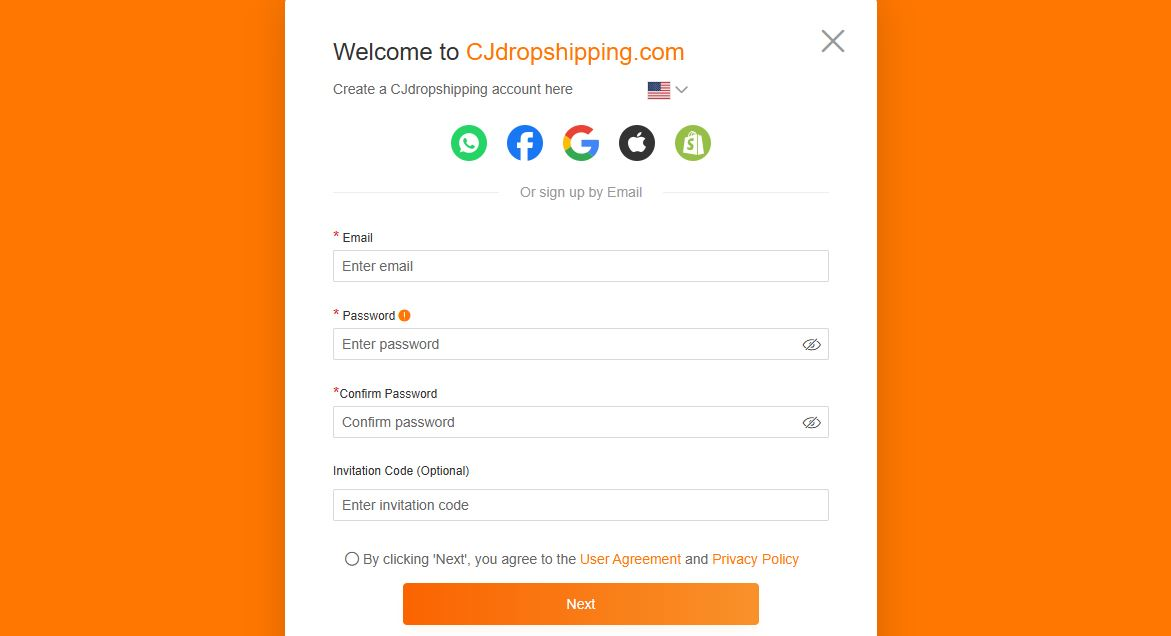CJ Dropshipping Register