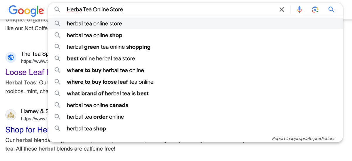 Herbal tea stores google search