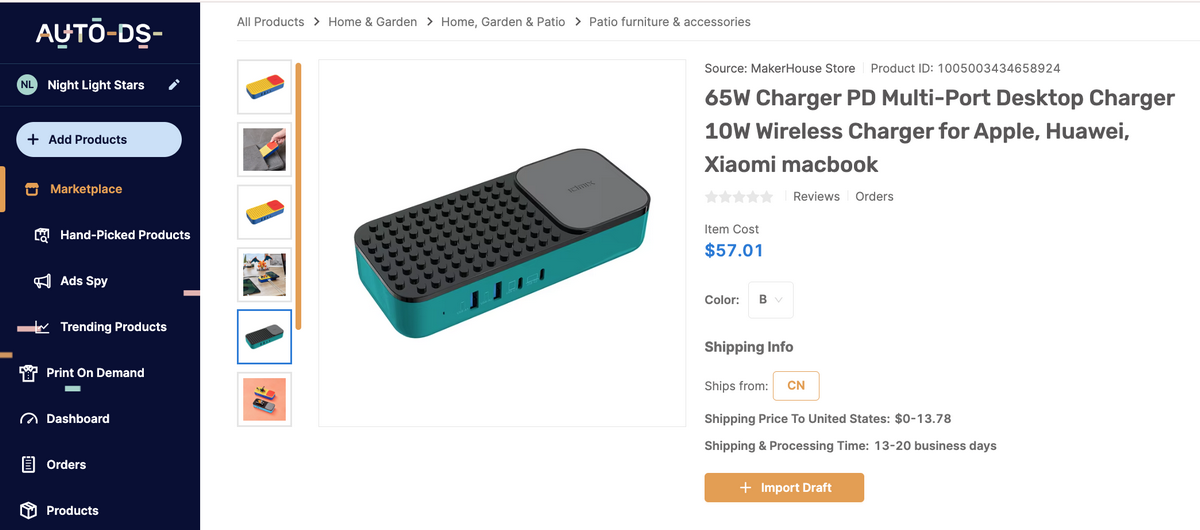 Multi-port charging hubs AutoDS Marketplace