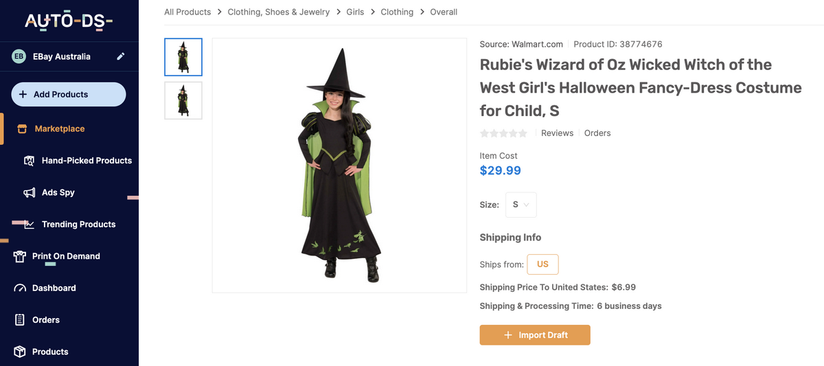 AutoDS Marketplace Halloween Costume