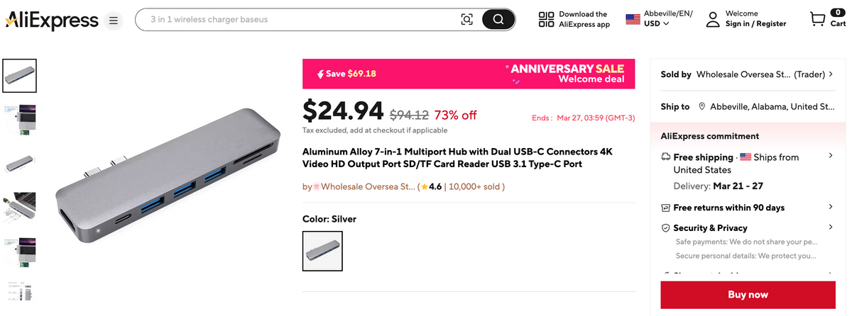 Multi-Port USB Hubs dropshipping alixpress
