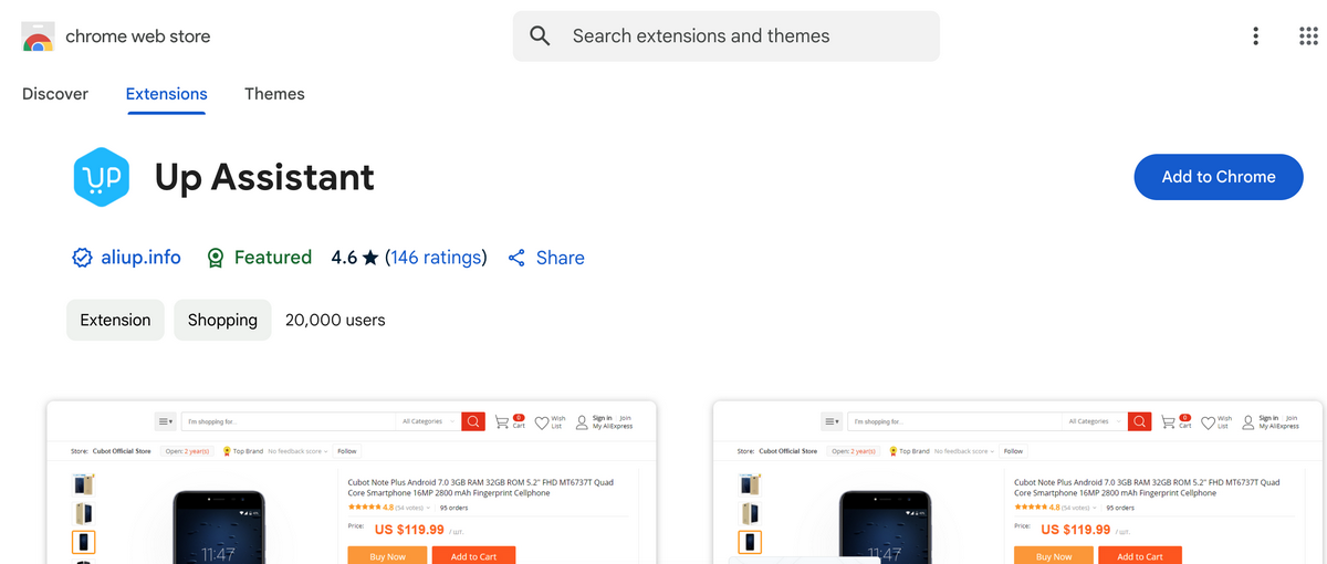 Up Assistant Chrome Extension For AliExpress Dropshipping