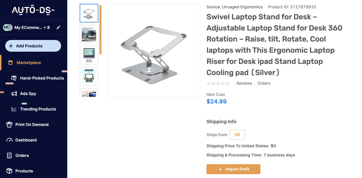 Tech and Mobile Accessories dropshipping Ergonomic Laptop Stands AutoDS Marketplace