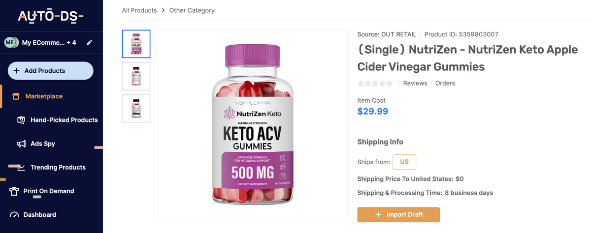 Apple Cider Vinegar Gummies AutoDS Marketplace