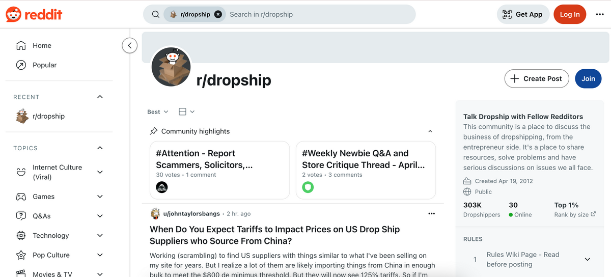 reddit for searching the cheapest dropshipping suppliers
