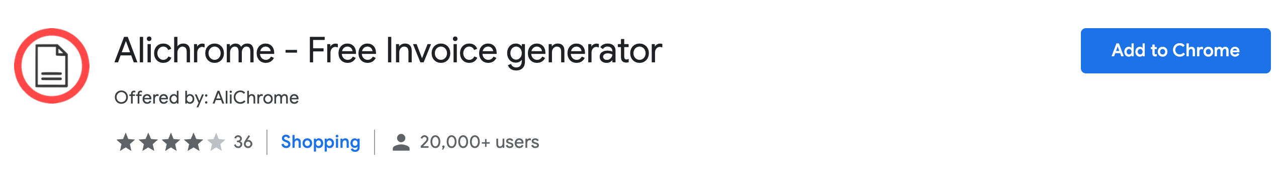 Alichrome free invoice extension