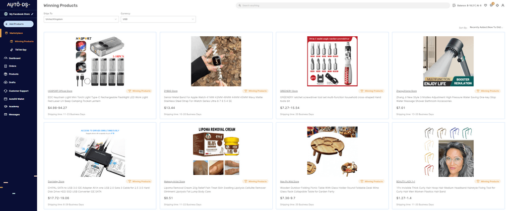 Autods Winning Products Research