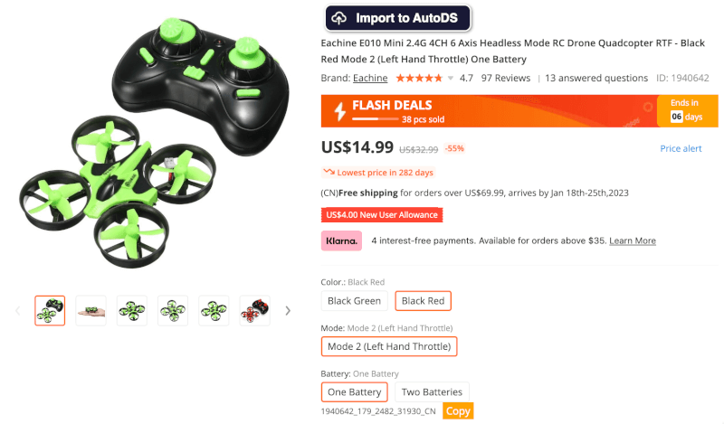 AutoDS product importing