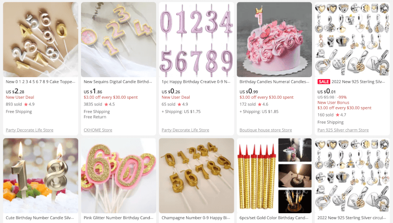 Birthday Candles from AliExpress