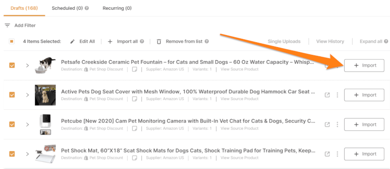 import dropshipping items