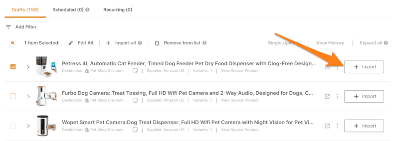 import dropshipping products