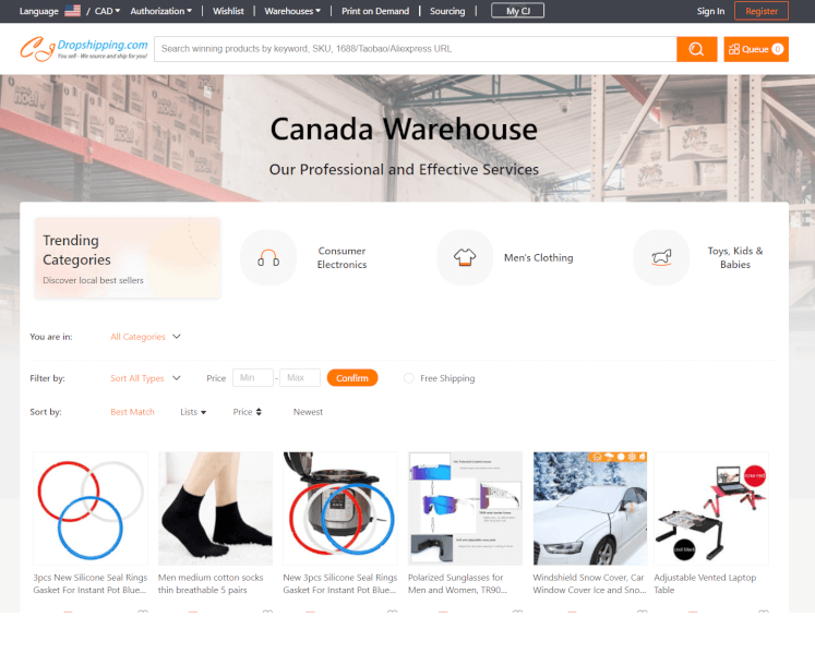 cjdropshipping ecommerce platform