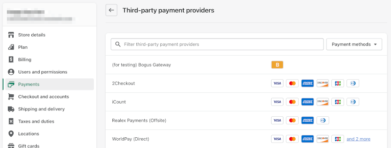 Configure Shopify Payment Providers