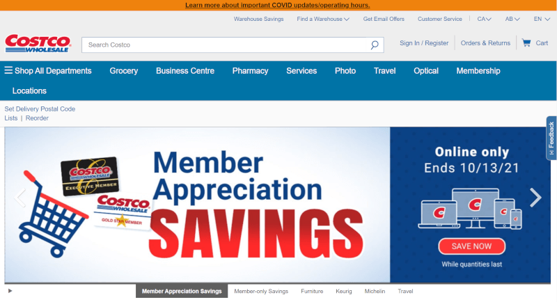 costco ecommerce Canada