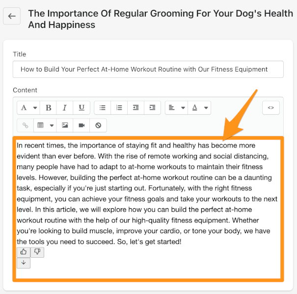 Create a blog page for Shopify store
