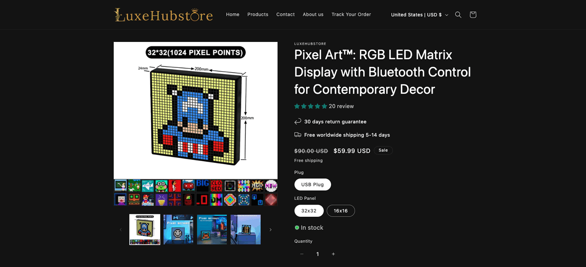 DIY Smart LED Pixel Display Seller Website