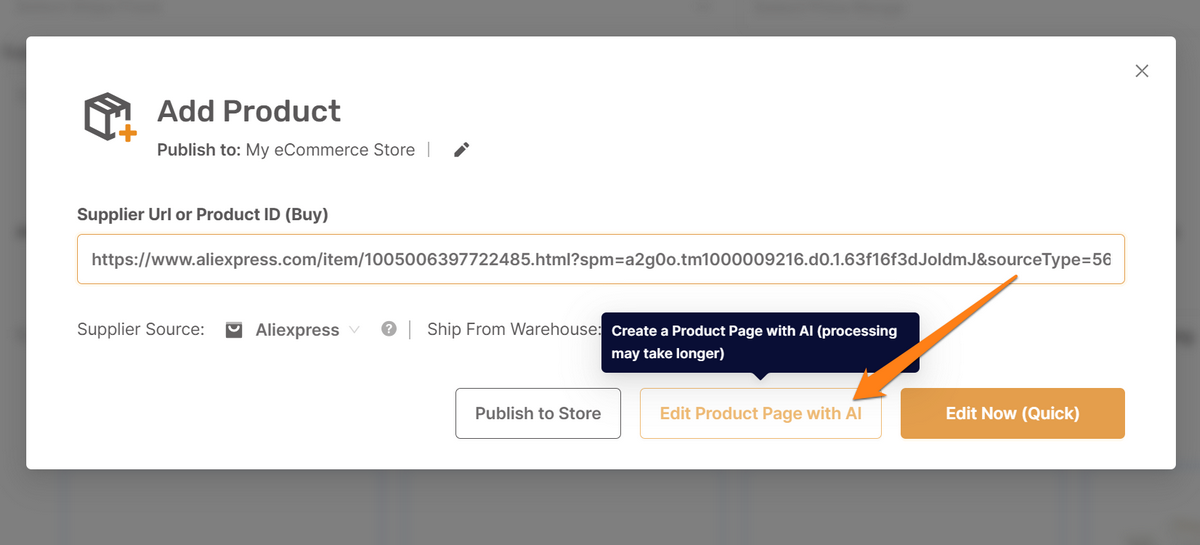 Edit the product page with AI