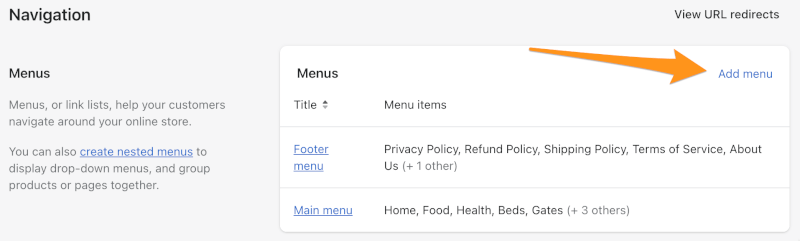 Edit The Shopify Store Navigation Menu
