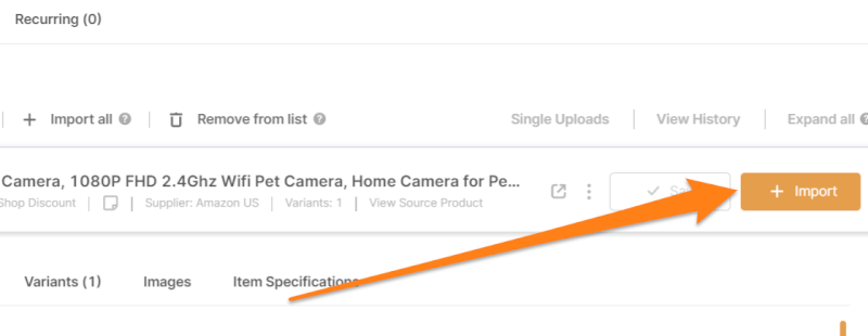 import dropshipping product