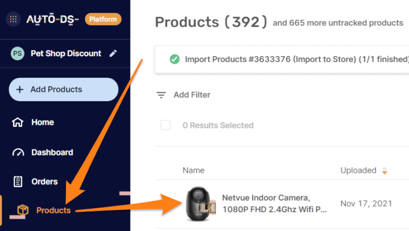 product page in importing