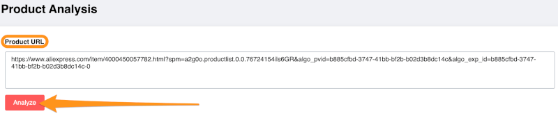 enter product url aliexpress