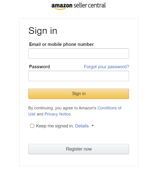 Create an Amazon seller account